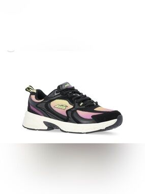 Avia Black Iridescent Pink Yellow Athletic Sneaker